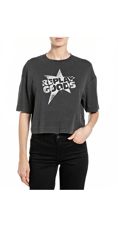 ガーメントダイコットンストレッチスターTシャツ